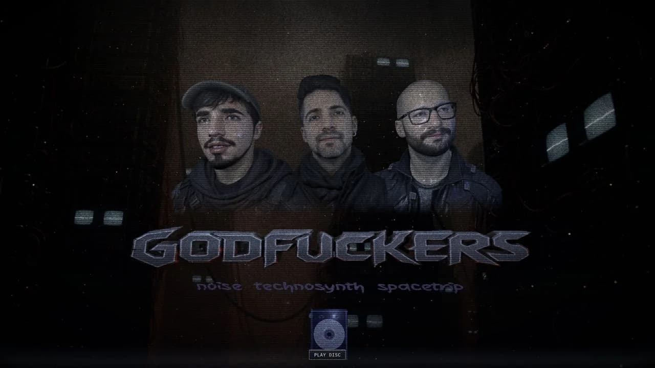 Godfckrs homepage with its dark industrial digital world.